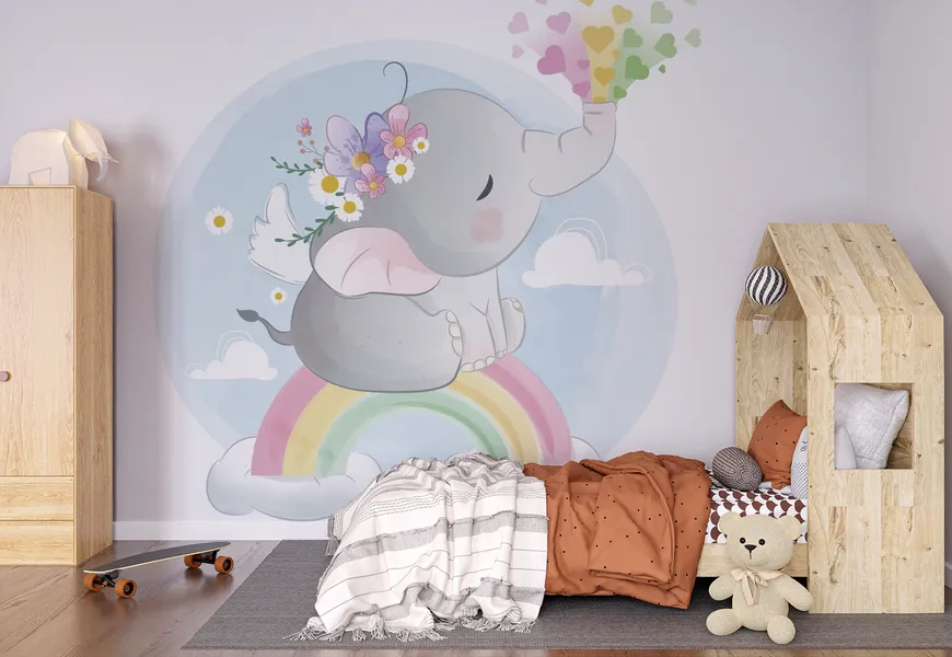پوستر اتاق کودک طرح بچه فیل عاشق