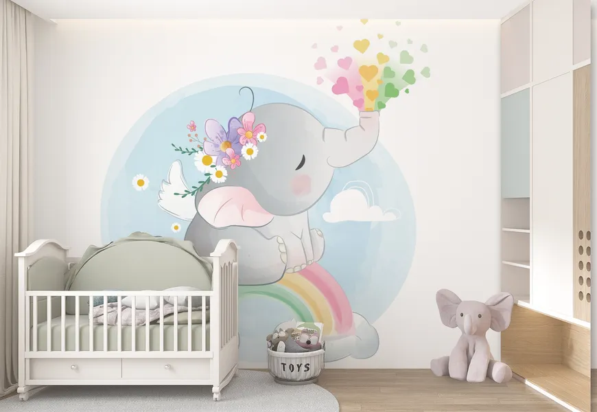 پوستر اتاق کودک طرح بچه فیل عاشق