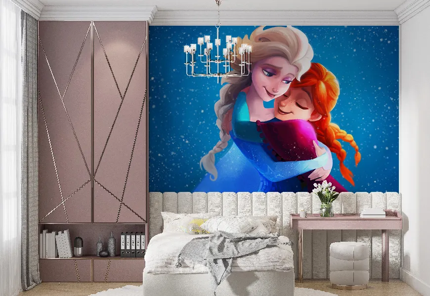 پوستر دیواری اتاق دخترانه طرح بغل کردن السا و آنا