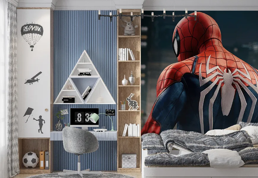 پوستر برای اتاق کودک طرح مرد عنکبوتی در شهر