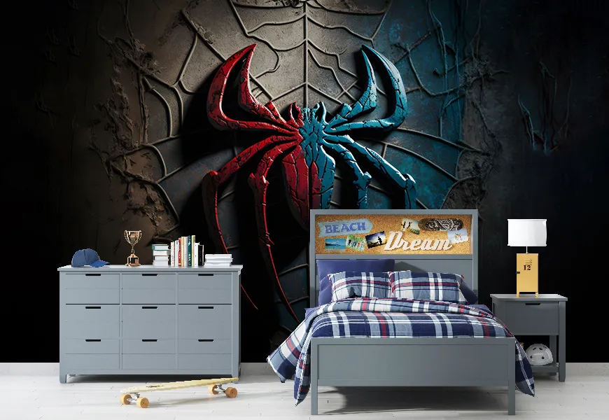 پوستر 3 بعدی برای اتاق پسر طرح لوگوی مرد عنکبوتی
