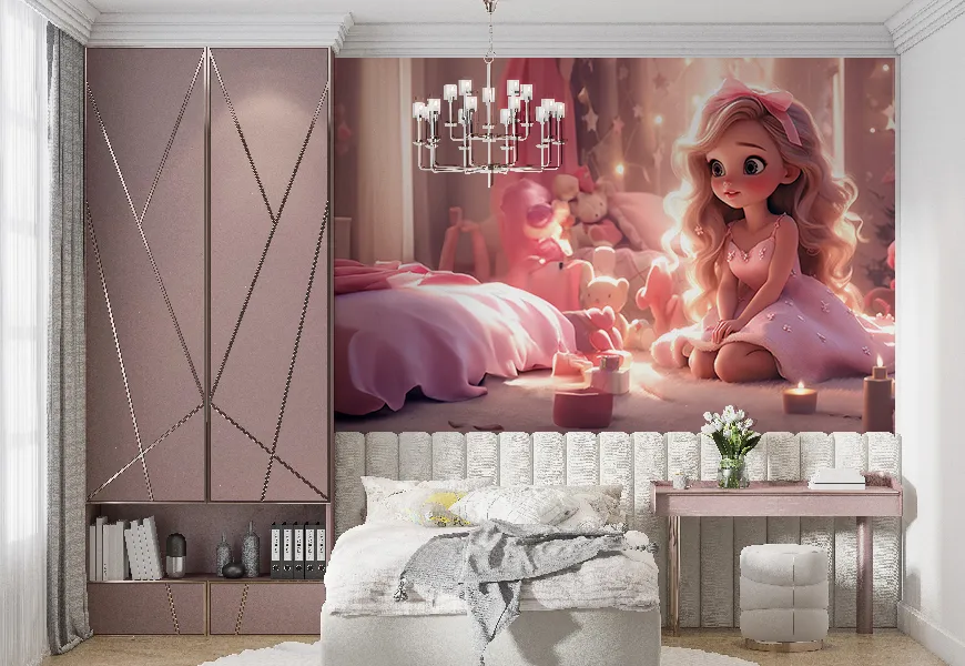 پوستر دخترانه اتاق خواب طرح اتاق باربی کیوت