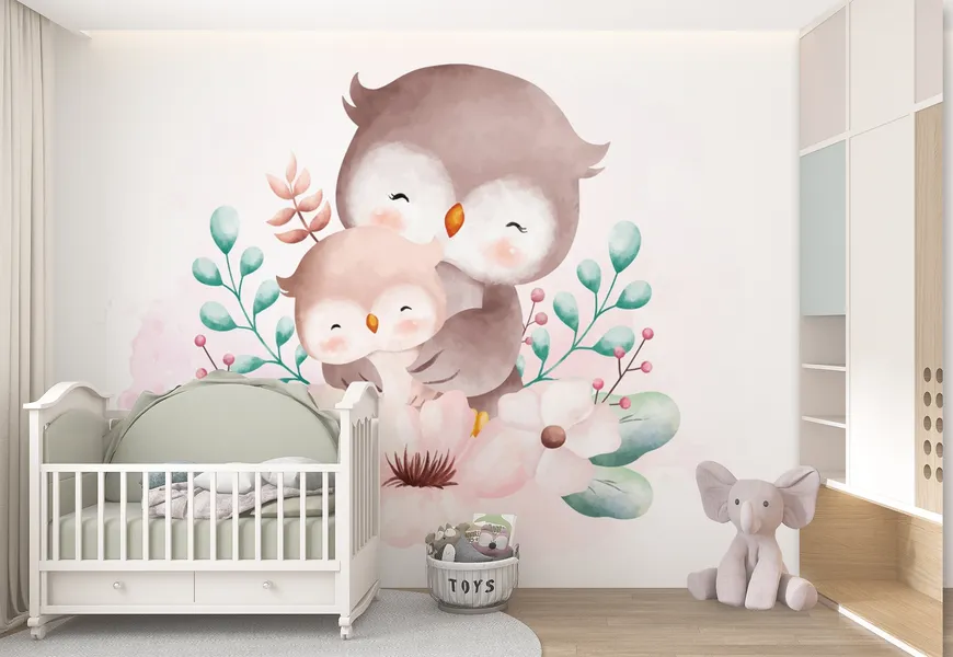 پوستر برای اتاق خواب طرح مادر و بچه جغد