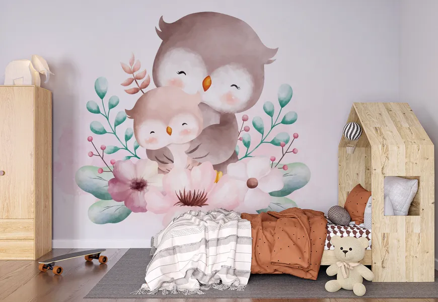 پوستر برای اتاق خواب طرح مادر و بچه جغد