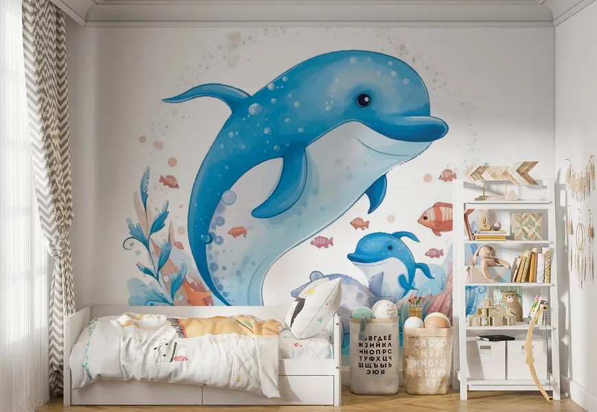 پوستر برای اتاق کودک طرح دلفین ها