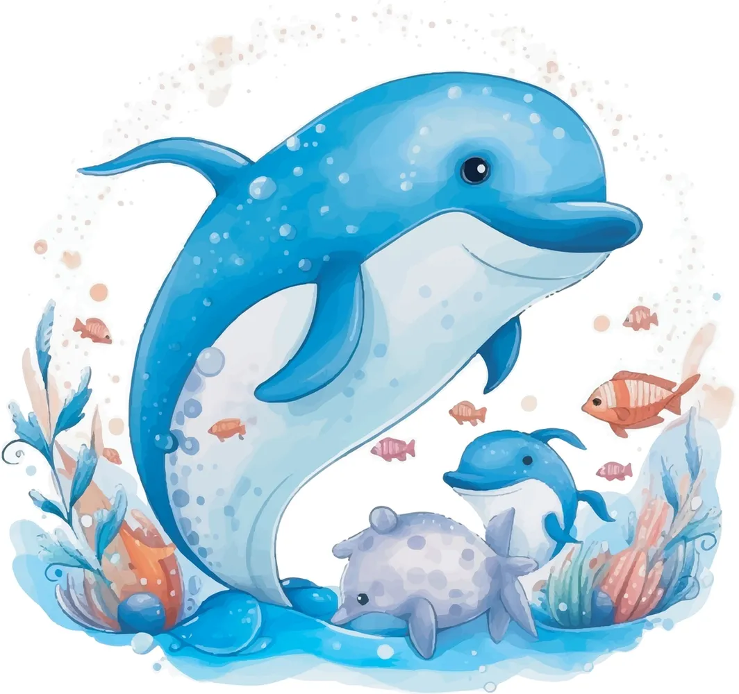 پوستر برای اتاق کودک طرح دلفین ها