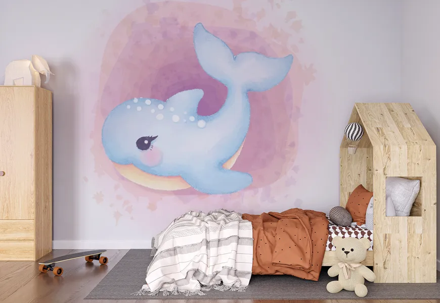 پوستر نقاشی آبرنگ برای اتاق کودک طرح دلفین