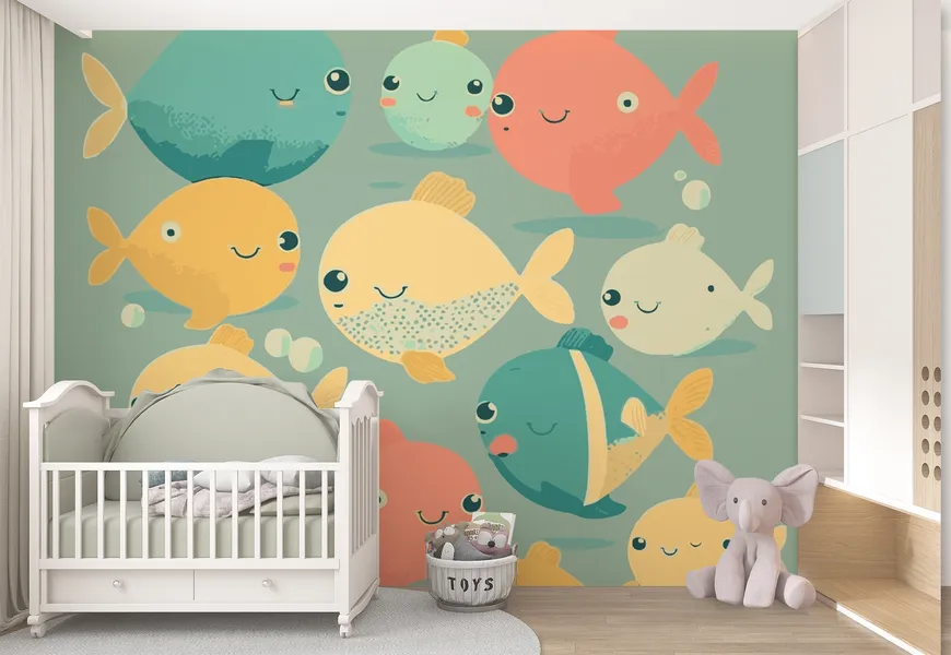 پوستر دیواری اتاق کودک و نوزاد طرح ماهی