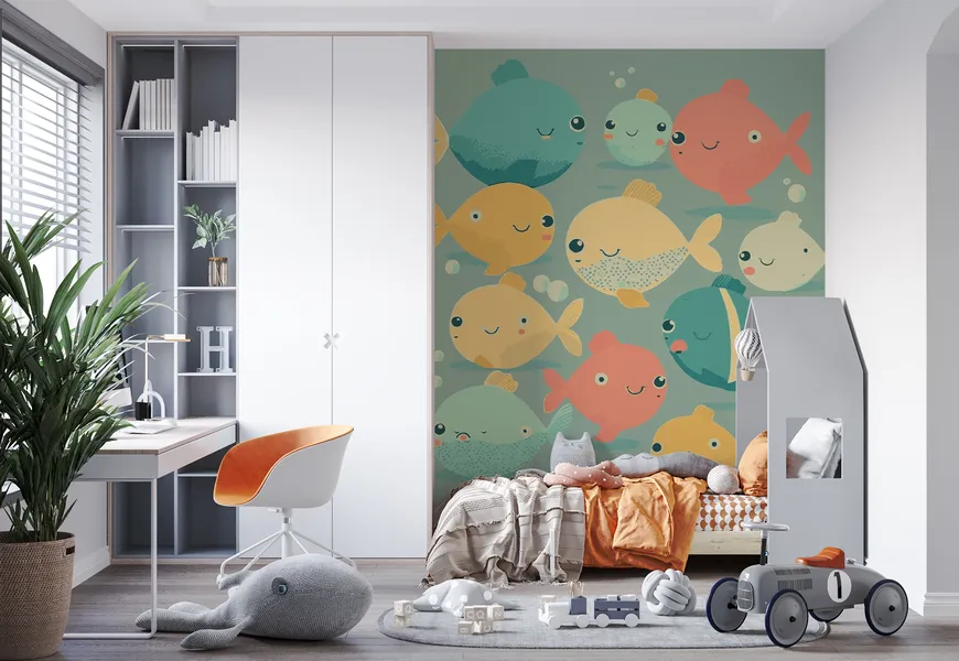 پوستر دیواری اتاق کودک و نوزاد طرح ماهی