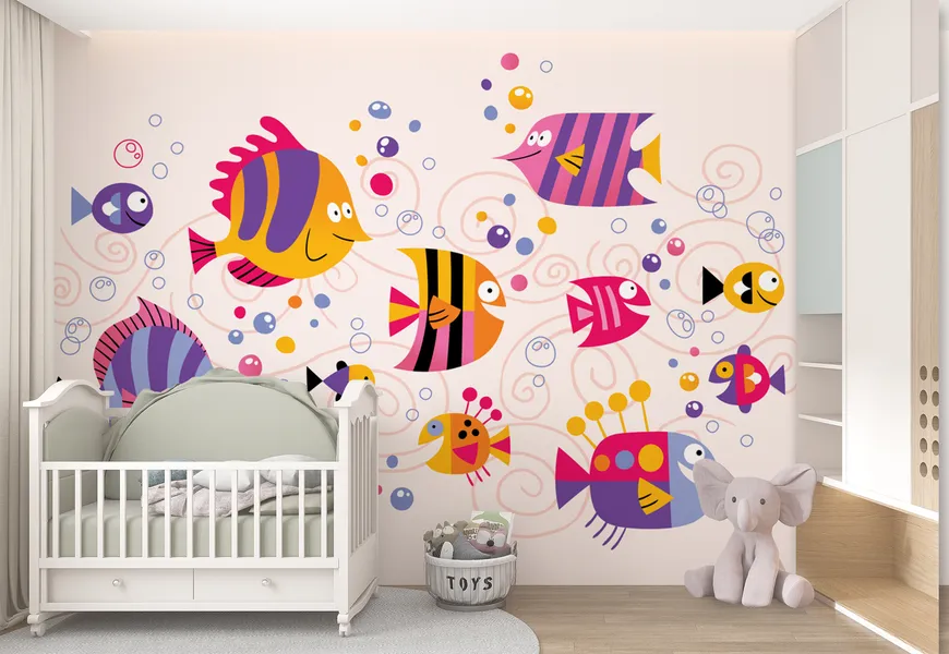 پوستر دیواری اتاق کودک و نوزاد طرح ماهی های رنگی