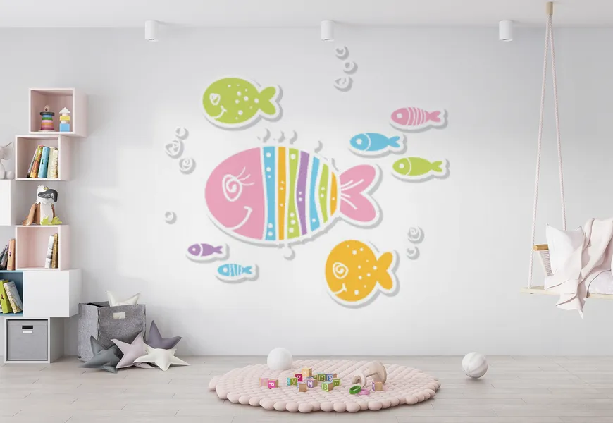 کاغذ دیواری اتاق کودک و نوزاد طرح ماهی