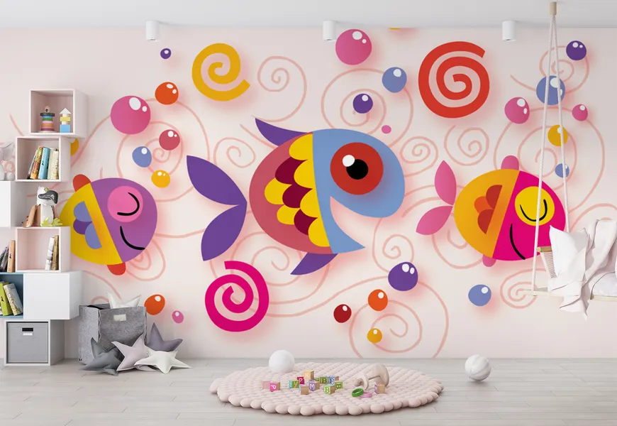 پوستر اتاق کودک و نوزاد طرح ماهی های کارتونی