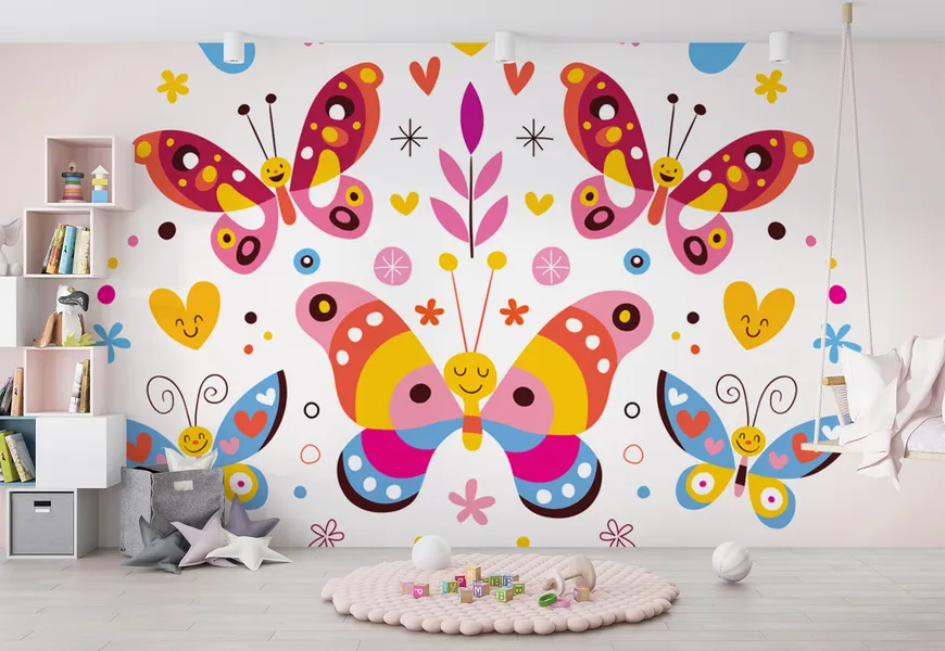پوستر اتاق دختر طرح پروانه های کیوت