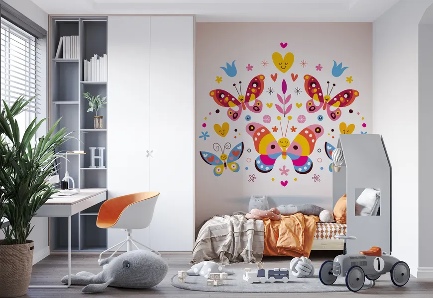 پوستر اتاق دختر طرح پروانه های کیوت