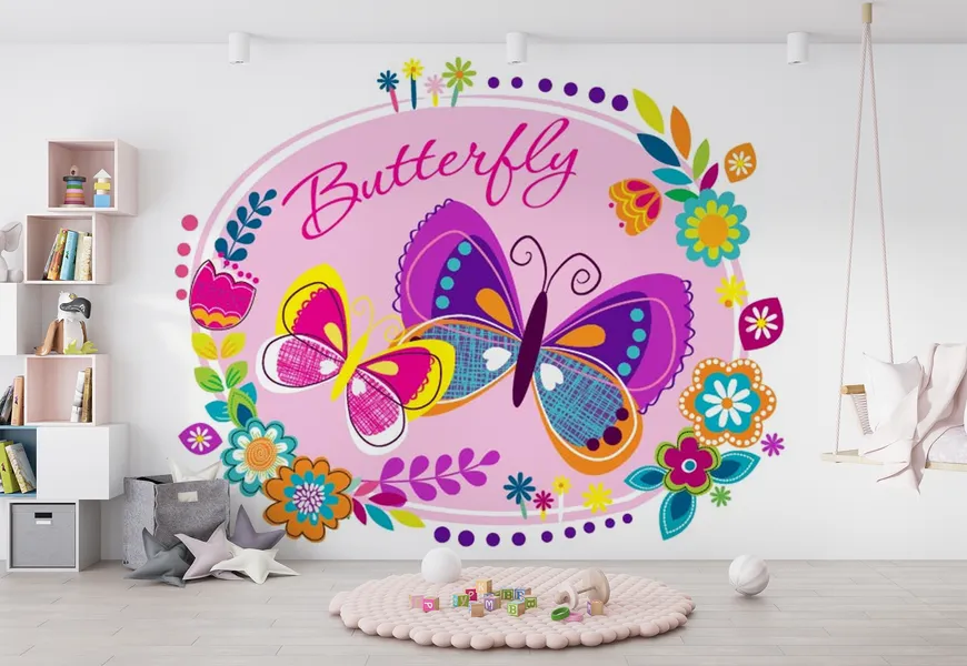 پوستر برای اتاق دختر طرح پروانه رنگی
