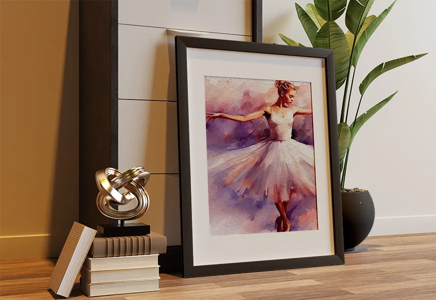 پوستر سه بعدی دختر زیبا در حال رقص باله