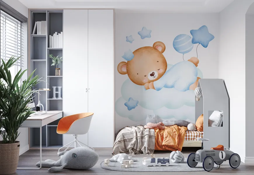 پوستر 3 بعدی برای اتاق پسر طرح خواب بچه خرس