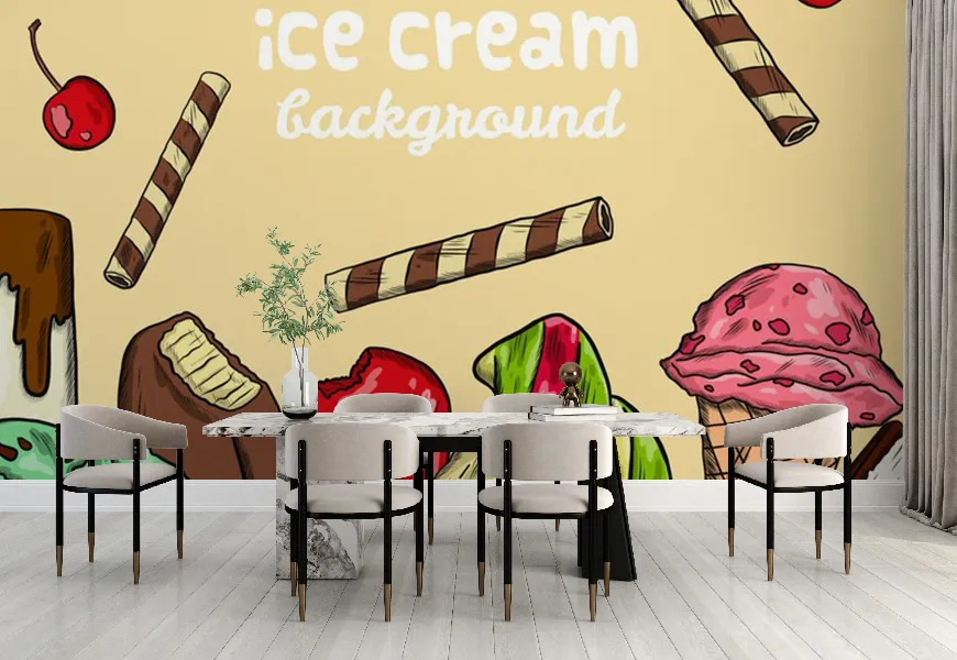 پوستر بستنی فروشی طرح انواع مختلف آیس کریم