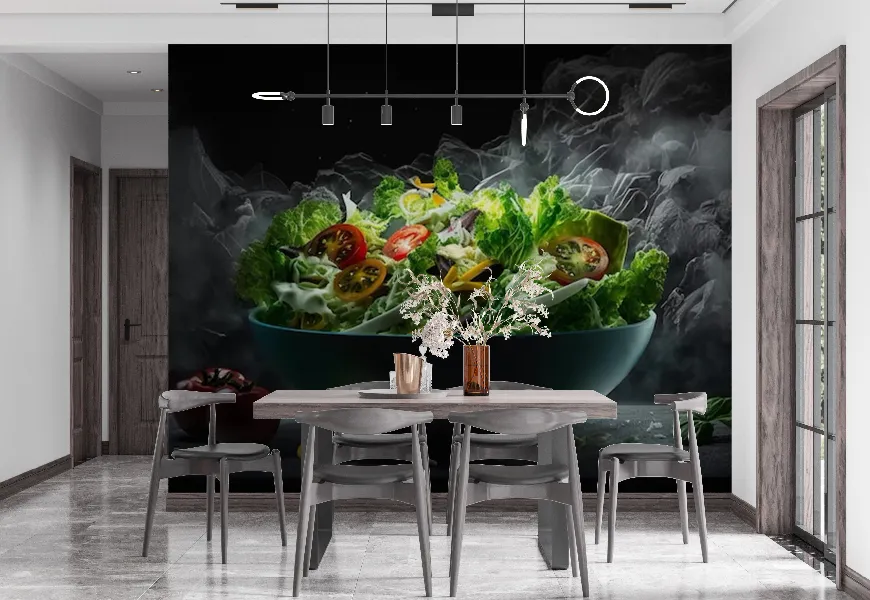 پوستر سه بعدی رستوران و فست فود طرح سالاد خوشمزه