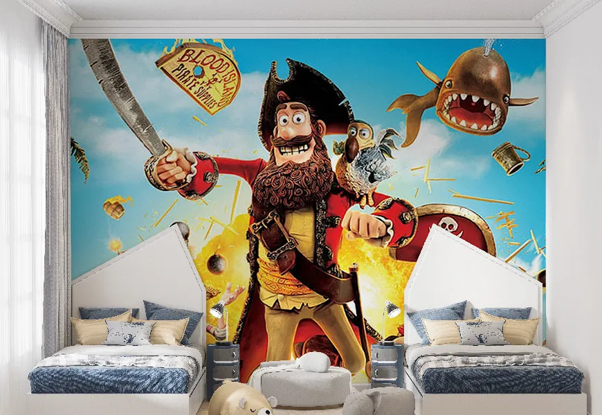 کاغذ دیواری برای اتاق کودک طرح کارتون دزدان دریایی