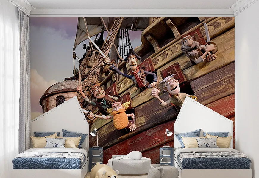کاغذ دیواری برای اتاق کودک طرح کشتی دزدان دریایی
