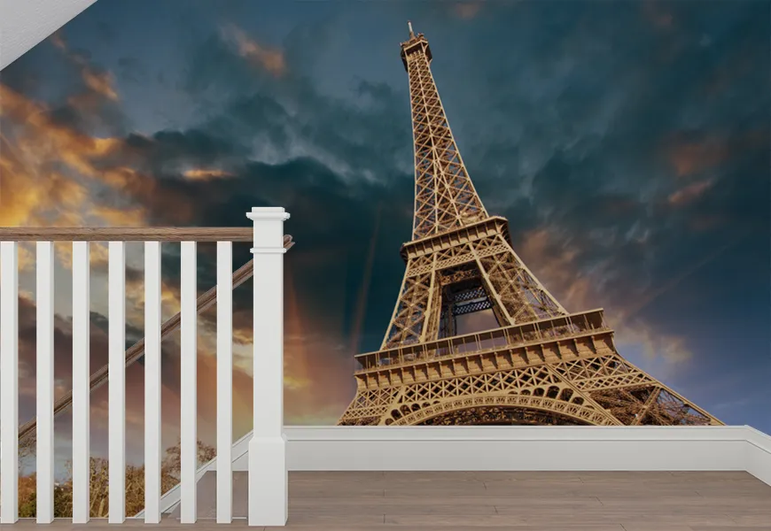 کاغذ دیواری 3 بعدی نمایی زیبا از برج ایفل پاریس