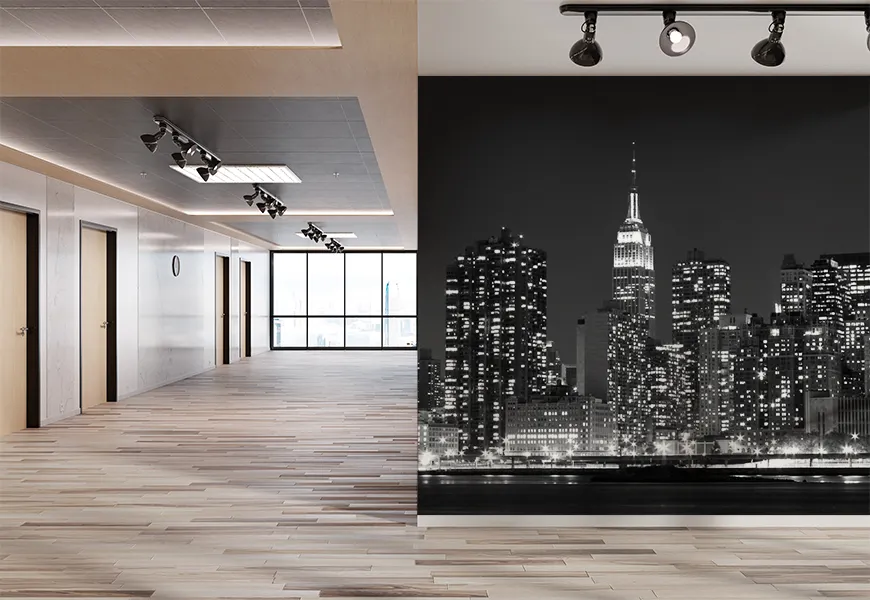 پوستر سه بعدی طرح چراغ های شب مرکز تجاری میدتاون منهتن