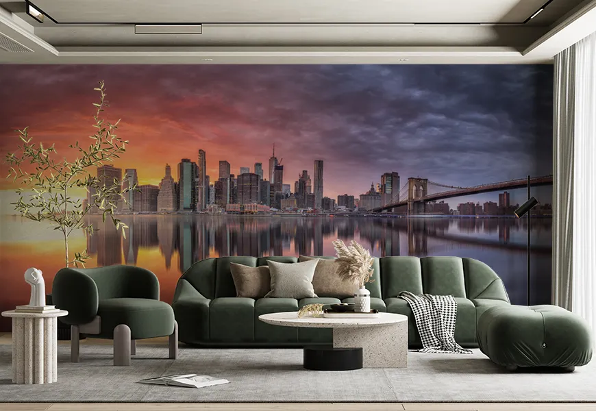 پوستردیواری تصویر شهر نیویورک در رود هادسون