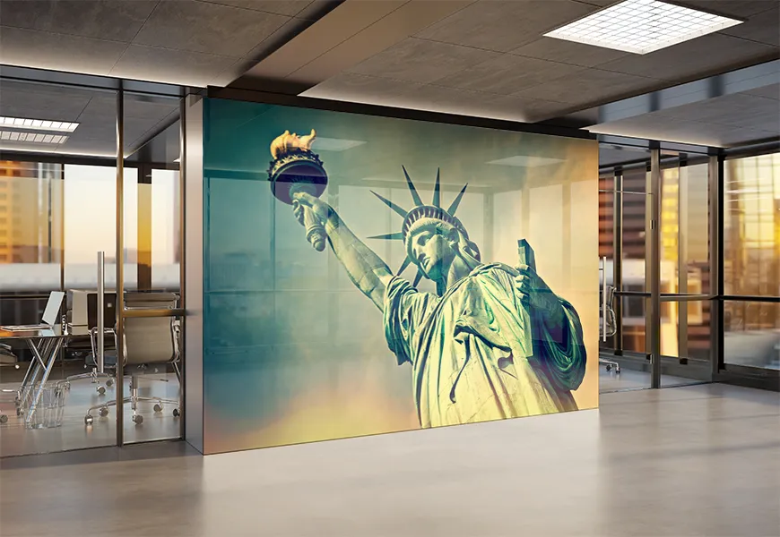 کاغذ دیواری سه بعدی نمای نزدیک مجسمه آزادی