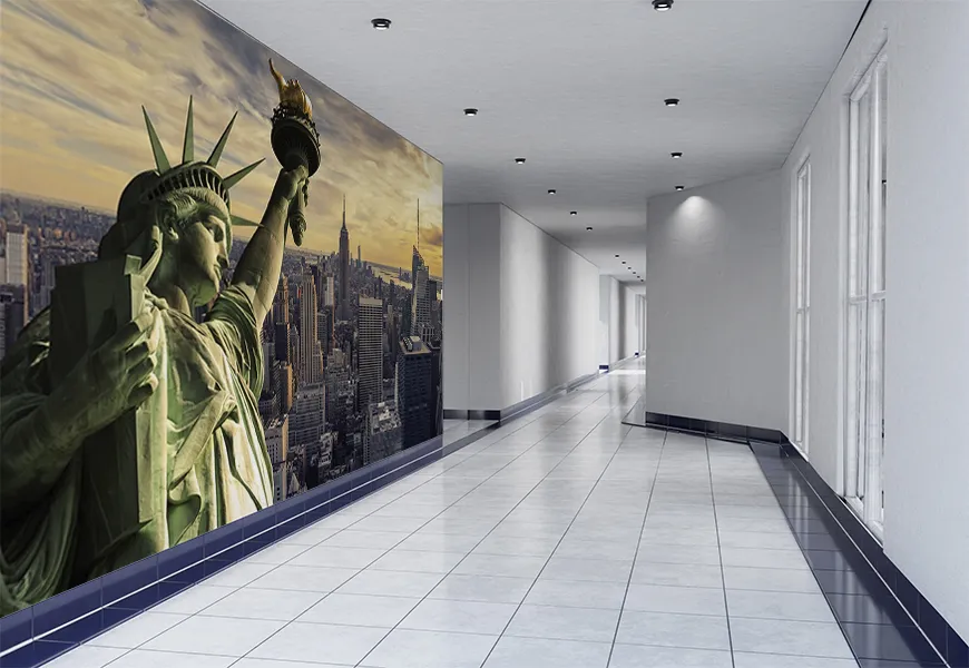پوستردیواری مجسمه آزادی بازمینه شهر نیویورک