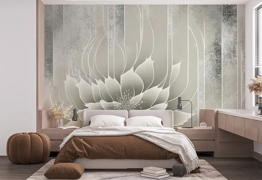 پوستر نقاشی انتزاعی اتاق خواب طرح گیاهان استوایی