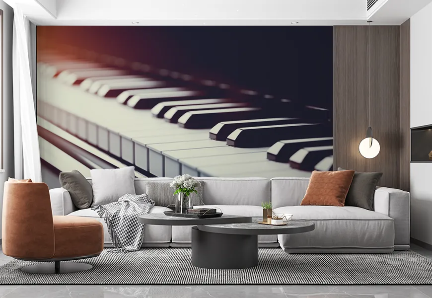 پوستر نمای نزدیک کیبورد کلاسیک پیانو