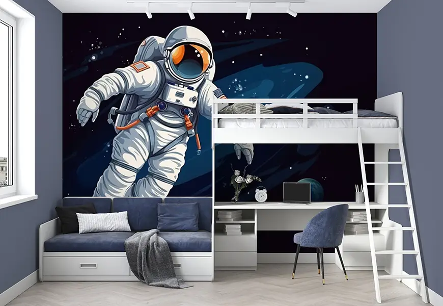 پوستر 3 بعدی اتاق خواب پسرانه طرح فضانورد