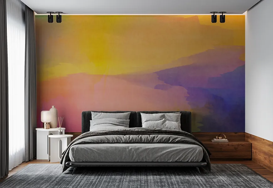 کاغذ دیواری ساده آبرنگی با رنگهای گرم