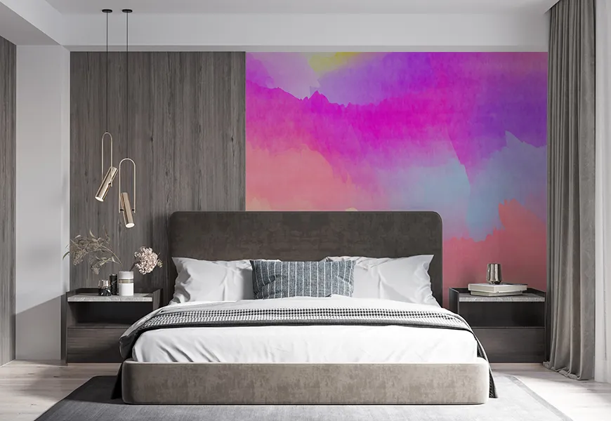 پوستر دیواری اتاق خواب انتزاعی رنگارنگ پس زمینه آبرنگی
