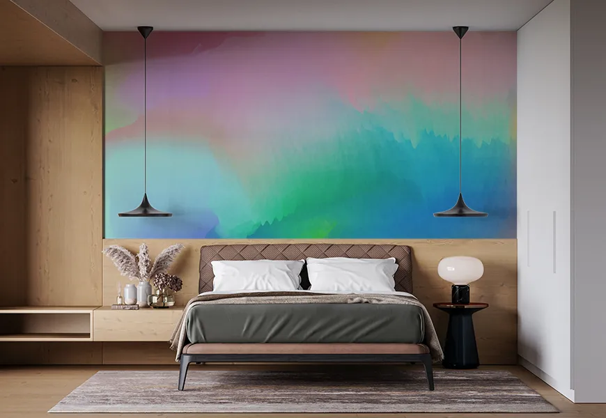 پوستر دیواری سه بعدی آبرنگی پس زمینه رنگارنگ