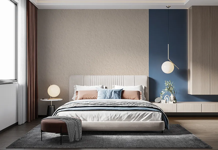 پوستر شیک و ساده اتاق خواب رنگ هلویی روشن طرح بافت