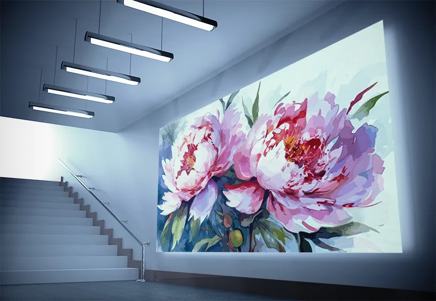 کاغذ دیواری سه بعدی طرح تک گل بزرگ