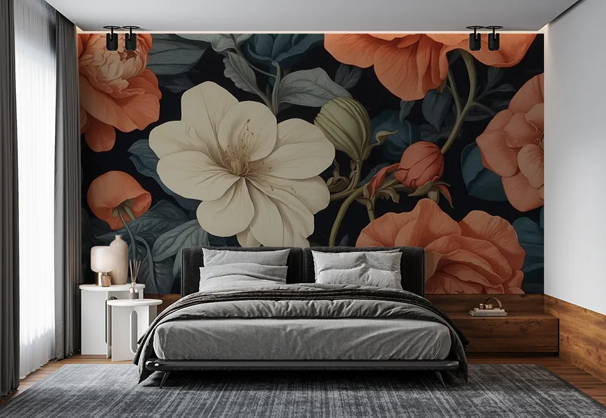 پوستر دیواری لاکچری طرح گلهای سورئال زیبا