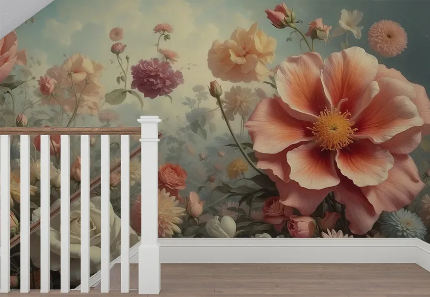 کاغذ دیواری سه بعدی طرح باغ گل