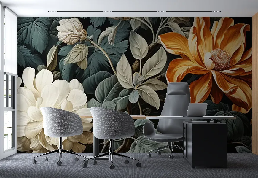 کاغذ دیواری سه بعدی طرح گل های وحشی جنگل