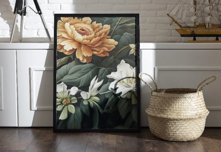 پوستر 3 بعدی طرح نقاشی گل های وحشی زیبا
