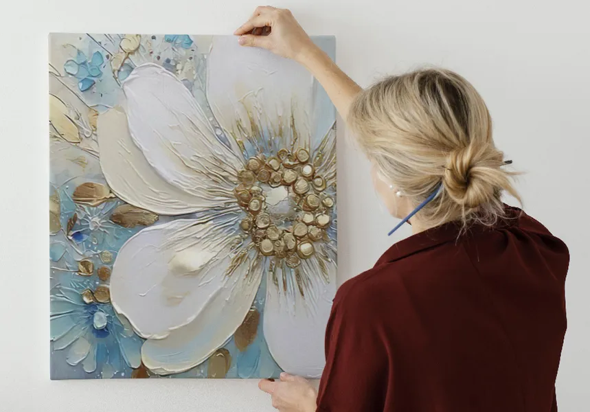 پوستر طرح گل شقایق با تکنیک نقاشی روغنی با کاردک