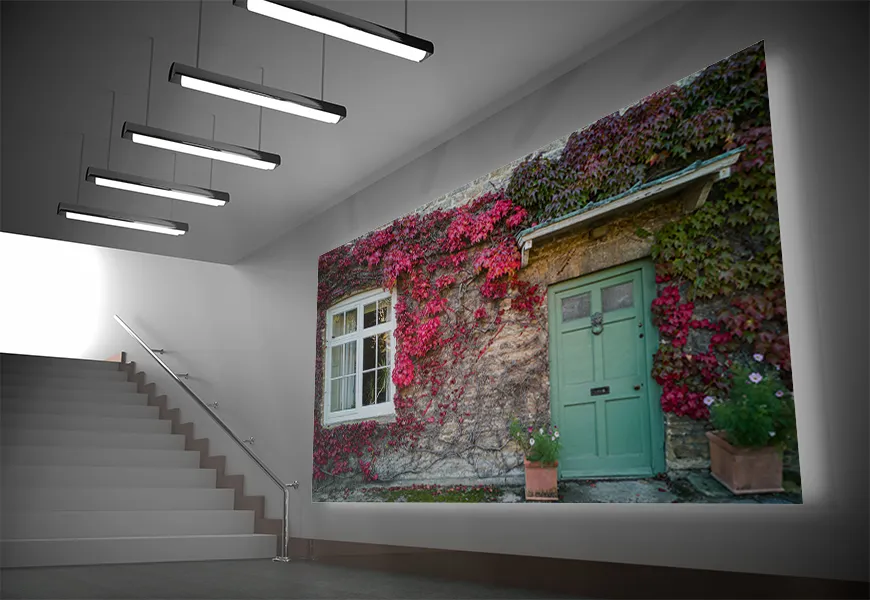کاغذ دیواری سه بعدی طرح نمای خانه های انگلیسی