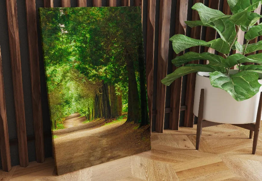 پوستر دیواری 3 بعدی طبیعت لاین درختان سبز