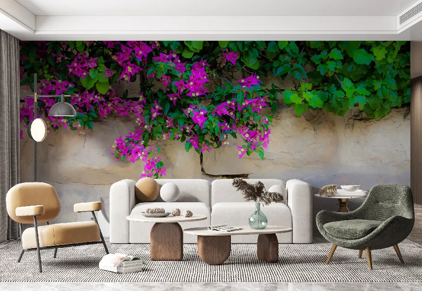 پوستر دیواری سه بعدی طرح کلوز آپ گلهای رنگارنگ