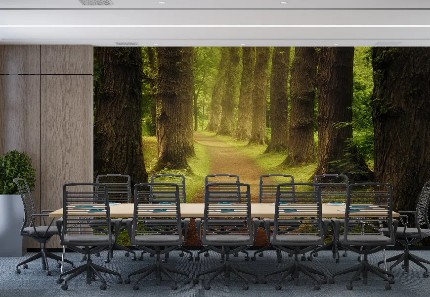 پوستر 3 بعدی طرح مسیر بین درختان کهنسال