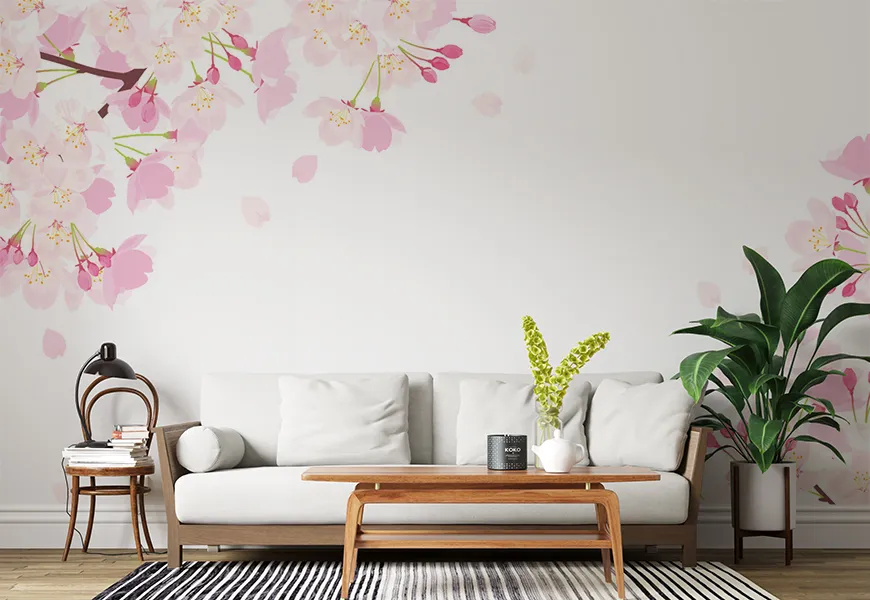پوستر سه بعدی نقاشی پذیرایی طرح شکوفه گیلاس