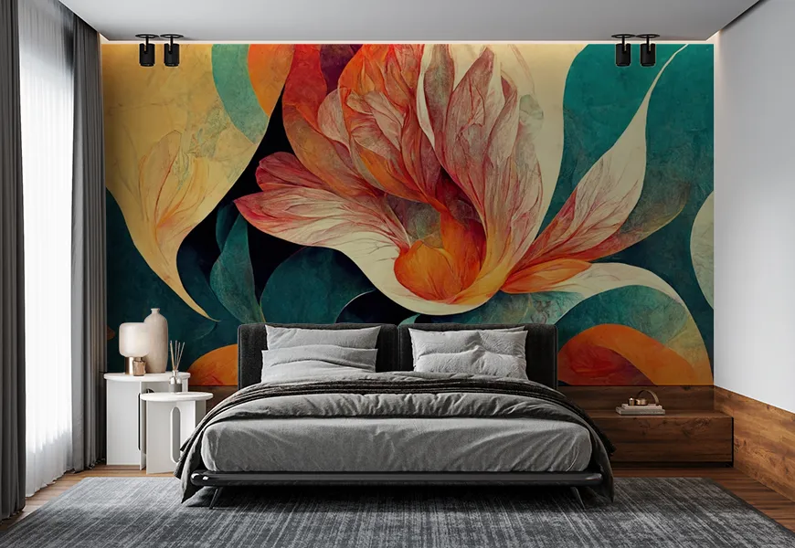 کاغذ دیواری 3 بعدی پس زمینه گل با رنگهای پاستلی