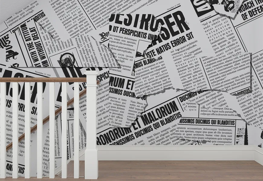 پوستر سه بعدی طرح روزنامه پاره